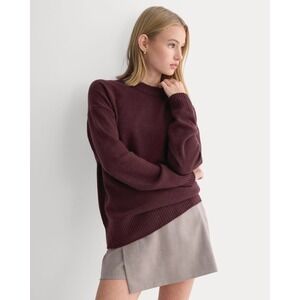 Everlane Cashmere Mock Neck Sweater Burgundy Ribbed Hem Women S Preppy Soft Girl